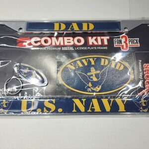 STOCKDALE U.S. NAVY DAD COMBO KIT FAN PACK 3 PREMIUM METAL LICENSE PLATE FRAME
